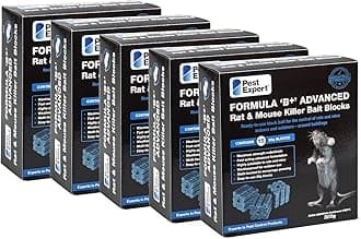 Pest Expert Formula B+ Advanced Rat Bait & Mouse Killer Poison Bait Blocks (1.5kg) Max Strength Brodifacoum Single Feed 5 x 300g