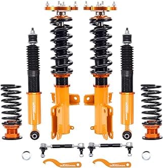 Coilovers for Ford Mustang 2005-2014, Coil Spring Shock Absorber, Height Adjustable Coilovers Suspension Kit, for Ford Mustang Coilovers Lowering Kit by 1-3” Gold