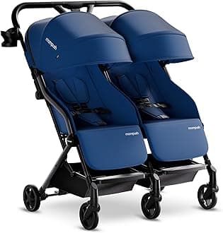Mompush Lithe Double Stroller, Lightweight Side by Side Stroller for Newborn and Toddler, Easy Fold, Spacious Seats with Recline, UPF50+ Canopy
