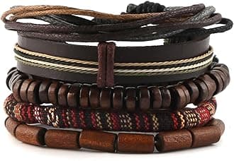 Wrap Bracelets Men Women, Hemp Cords Wood Beads Ethnic Tribal Bracelets, Leather Wristbands