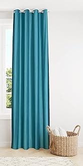 Decoholic Aqua Polyester Window Curtain 5 Feet | Darkening Faux Texture Plain Drape with Eyelets | Pack of 1 Panel for Living Room, Bedroom & Office