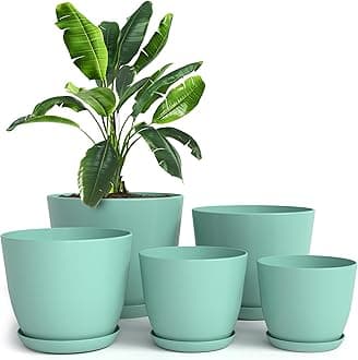 Utopia Home Indoor Plant Pots with Drainage 0.7", 6", 6", 5.5", 5.7" Plant Pots for Indoor Use, 5 Pack Plastic Planters - Great for Stocking Stuffer or