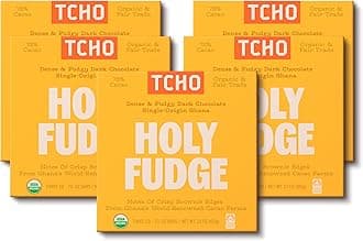 TCHO Holy Fudge Chocolate Bars | 5 Pack, 2.5oz Each |100% Plant Based, Single Origin Ghana, USDA Organic, Vegan Friendly, Kosher, Non-GMO, Non-Dairy, Soy Free, Fair Trade Certified Dark Chocolate