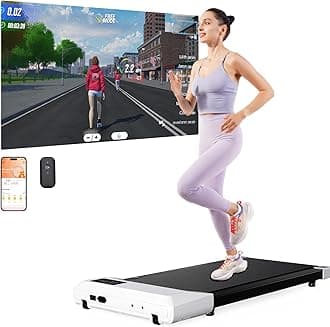 DeerRun Walking Pad Treadmill, Walking Pad Under Desk, Under Desk Treadmills for Home Office, Quiet Portable Walking Treadmill, 2.5 HP, APP/Remote Control, LED Display, Installation-Free