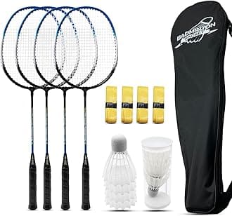 Magicorange Badminton Rackets Set of 4 for Outdoor Backyard Games, Including 4 Racquets,4 Shuttlecocks, 4 Replacement Grip Tapes & 1 Carry Bag