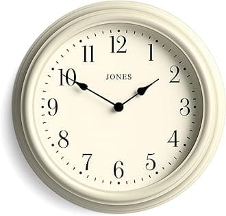 Jones Clocks® Venetian wall clock | Classic round clock | 30cm | Pale cream | Arabic numerals | Traditional design ideal for kitchen, living room or bedroom