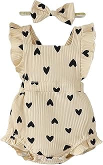 Fullfamous Baby Girl Ruffled Jumpsuit and Headband Set