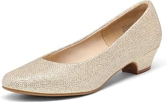 Women's Mila Low Chunky Heel Pump Shoes, Gold Glitter, 10