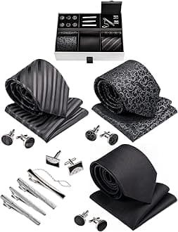 TAVATO Premium Men’s Gift Tie Set Silky Necktie Pocket Squares Tie Clips Cuff...