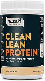 Nuzest - Pea Protein Powder - Clean Lean Protein, Premium Vegan Plant Based Protein Powder, Dairy Free, Gluten Free, GMO Free, Protein Shake, Just Natural (UNFLAVORED), 10 Servings, 8.8 oz