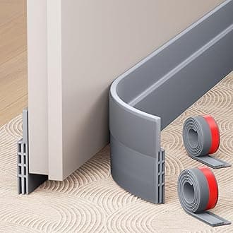 Hojoy 2 Pack Under Door Draft Stopper, Adjustable Door Sweep Anti-Collision Strong Adhesive Weather Stripping Tape Soundproof Draught Stoppers 2" W x 39" L, Gray