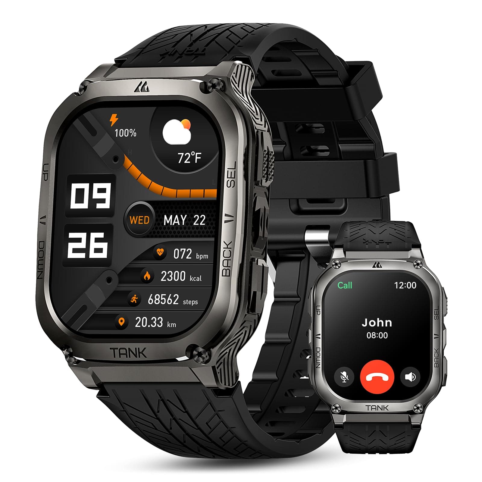 KOSPET Tank Smart Watch for Men/Women GPS, Extra-Long Battery with Bluetooth Calling, Pressure&Altitude&Compass