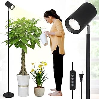 Grow Lights Stand for Indoor Plants Full Spectrum Tall Plant Light for Indoor Growing with 20W COB Plant Light Bulb,4/8/12H Timer, Led Growth Floor Lamp for Large Plant Seedling(6 Level Height)