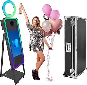 40 Inch Mirror Photo Booth Selfie LED Frame Portable Touch Screen Magic Mirror Booth Machine for Wedding Party Events (Black, 40 inch)