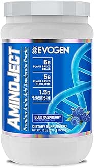 Evogen AminoJect - Premium BCAA Powder & EAA Recovery Formula with Electrolytes | Amino Acids Supplement for Muscle Growth, Hydration, & Recovery | Blue Raspberry | 30 Servings