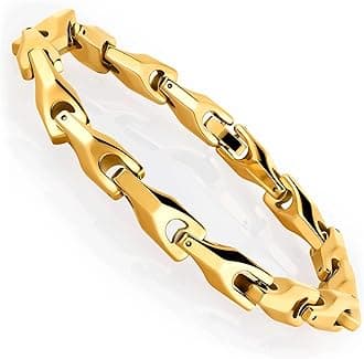 Men’s Wheat Link Bracelet Collection – Tungsten Carbide Base, 3-Sided Links, 8.3 Inch, Black, Silver & 24K Gold Plated Variations, Scratch-Resistant, Gift Box