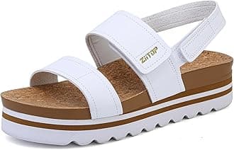 ziitopPlatform Sandals for Women Orthopedic Sandals Ladies Wedge Wide Fit Cork Footbed Adjustable Strappy Open Toe Chunky Beach Summer Shoes