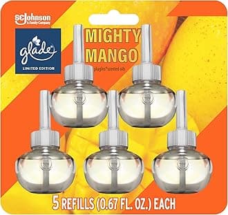 PlugIns Refills Air Freshener, Mighty Mango, Scented and Essential Oils for Home and Bathroom, 0.67 Fl Oz, 5 Count