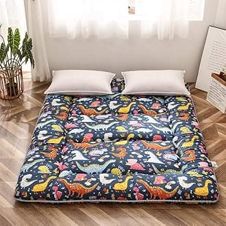 MAXYOYO Dinosaur Japanese Floor Futon Mattress for Boys Girls, Thicken Tatami Mat Sleeping Pad Foldable Bed Roll Up Mattress Floor Lounger Bed Couches and Sofas for Kids Full Size