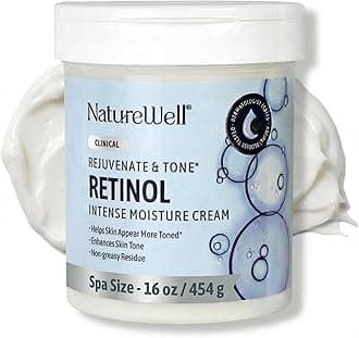 NATURE WELL Clinical Retinol Intense Moisture Cream for Face & Body - Anti-Aging Firming Cream for Wrinkles, Fine Lines & Crepey Skin – Hydrating & Nourishing Body Lotion & Facial Moisturizer - 16 Oz