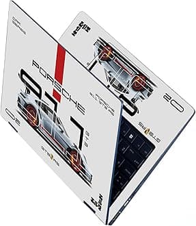 Full Body Laptop Skins Sticker Laminated HD Quality Vinyl fits Upto 15.6 inches Compatible with Dell, Lenovo, Acer, HP, Asus -Porsche 911 GT3 RS Silver-Self-Adhesive