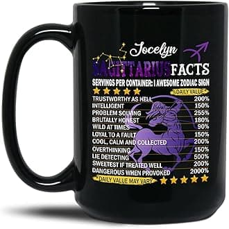 Personalized Astrological Zodiac Characteristics Nutritional Facts Scorpio Pisces Gemini Aries Taurus Cancer Sagittarius Capricorn Aquarius Leo Virgo Libra Black Mug, Custom Name Zodiac Mug 11 15 Oz