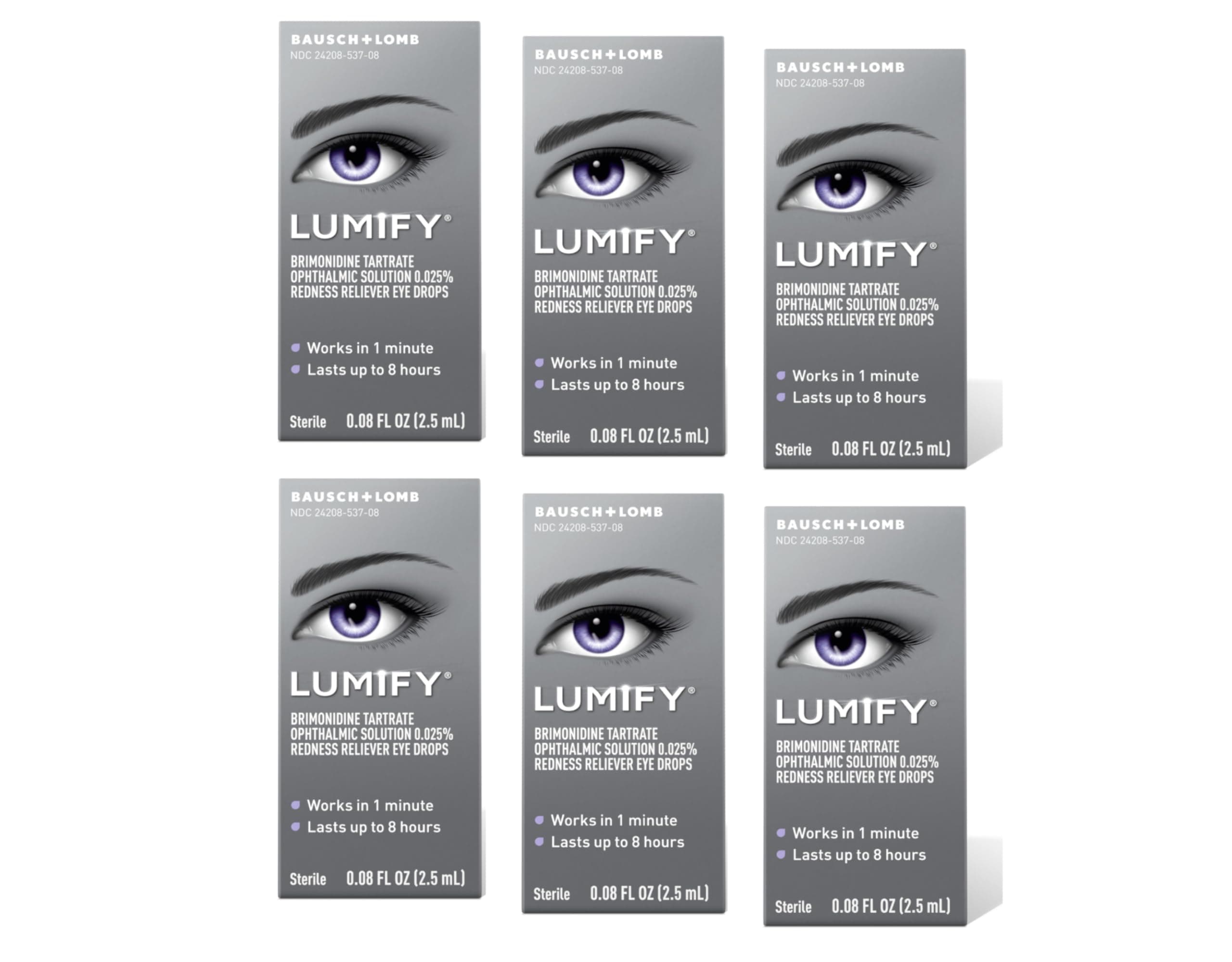 LUMIFY Redness Reliever Eye Drops 0.08 fl oz (2.5 mL) - Pack of 6