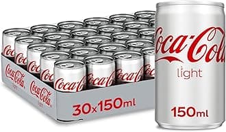 Coca-Cola Light, Pack of 30 Cans x150ml, Same Coca Cola Taste with no Sugar and Lighter Taste, Crisp Coke Light Soft Drinks