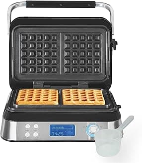 Pro Smart Waffle Maker, Non-Stick, 7 Browning Levels, 5 Programmes, Family Size, Digital Display, Overflow Protection - HB5403T, Silver
