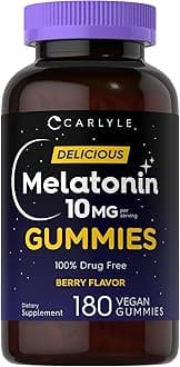 Melatonin Gummies 10mg | 180 Count | Adult Drug Free Aid | Berry Flavor | Vegan, Non-GMO, Gluten Free Supplement