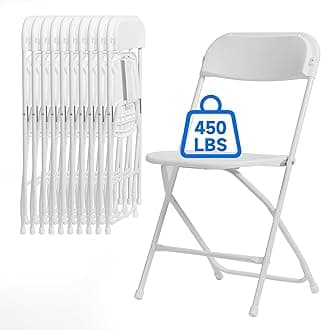 90 PCS Plastic Folding Chair, Portable Commercial Chair, 450 LB Capacity Premium Plastic Folding Chairs, Folding Chair for Wedding Party Outdoor Indoor, Stackable Folding Chairs White