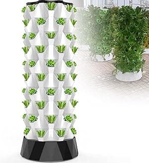 Hydroponics Tower Set Hydroponic Growing System Automated Aeroponic Tower Garden Hydroponic Growing Kit for Indoor & Outdoor with Hydrating Pump Timer Adapter,6Layers