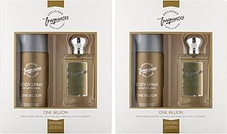 Designer Fragrances One Billion Male Twin Gift Set - Includes 150ml Body Spray Deodorant Cans, 50ml Men’s Eau De Parfum Sprays - For Instant Freshness on The Go - Long Lasting Smells
