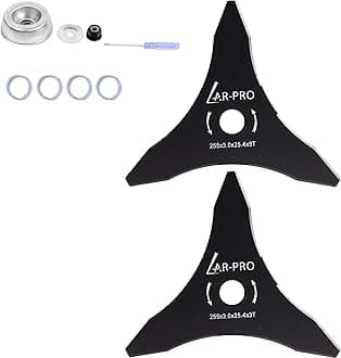 AR-PRO (2-Set) 10" x 3T Steel Brush Blades – 2 Blades, 2 Washers and Adaptor Kit | for Cutter, Trimmer, Weed Eater | Made from Carbon Steel, Cuts Like Butter