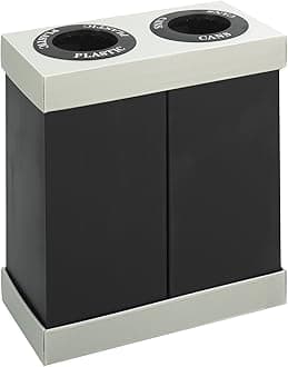 Safco Products at-Your-Disposal Double Recycling Center 9794BL, Black, Impact and Water Resistant, Two 28 Gallon Bins