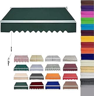 Retractable Patio Awning Replacement Fabric (Without Frame) Waterproof Shade Sun Shade Awning Cover Outdoor Patio Canopy Sunsetter Deck Awnings Polyester(C,(12x8ft) 3.6x2.5m)