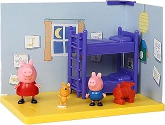 - Peppa Pig Bedroom Themed Preschool Toy and George, Includes 2 Poseable Figures, Bedroom Accessories and Scene Cards, for Girls and Boys Ages 3 Birthday Gift Toyset for Kids
