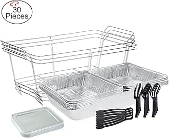 Tiger Chef 30-Piece Catering Set Serving Dishes for Parties Includes Chafer Pans Set and Disposable Serving Utensils, Spoons and Tongs for all parties, events including Birthday, Holiday, Weddings,