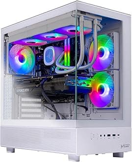 Skytech Azure Gaming PC Desktop, Ryzen 7 7700X 4.5 GHz (5.4GHz Turbo), NVIDIA RTX 5070 12GB, 1TB Gen4 NVMe SSD, 32GB DDR5 RAM 6000 RGB, 850W Gold ATX 3 PSU, 360mm ARGB AIO, Wi-Fi, Win 11