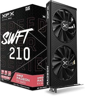 XFX Speedster SWFT 210 Radeon RX 6600 CORE Gaming Graphics Card with 8GB GDDR6 HDMI 3xDP, AMD RDNA 2 RX-66XL8LFDQ