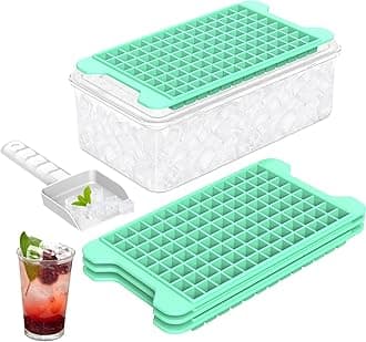 Ice Cube Tray for Freezer with Lid and Bin, Easy Release Nugget Ice Cube Trays 4 Pack Small Ice Tray, Crushed Ice Cube Trays with Container for Chilling Cocktail Tea Coffee Mini Ice Cubes