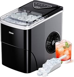 Silonn Countertop Ice Maker, Auto-Cleaning Portable Ice Machine with Ice Scoop and Basket, 26lbs in 24Hrs, 9 Ice Cubes Ready in 6 Mins, 2 Sizes of Bullet Ice for Home Party