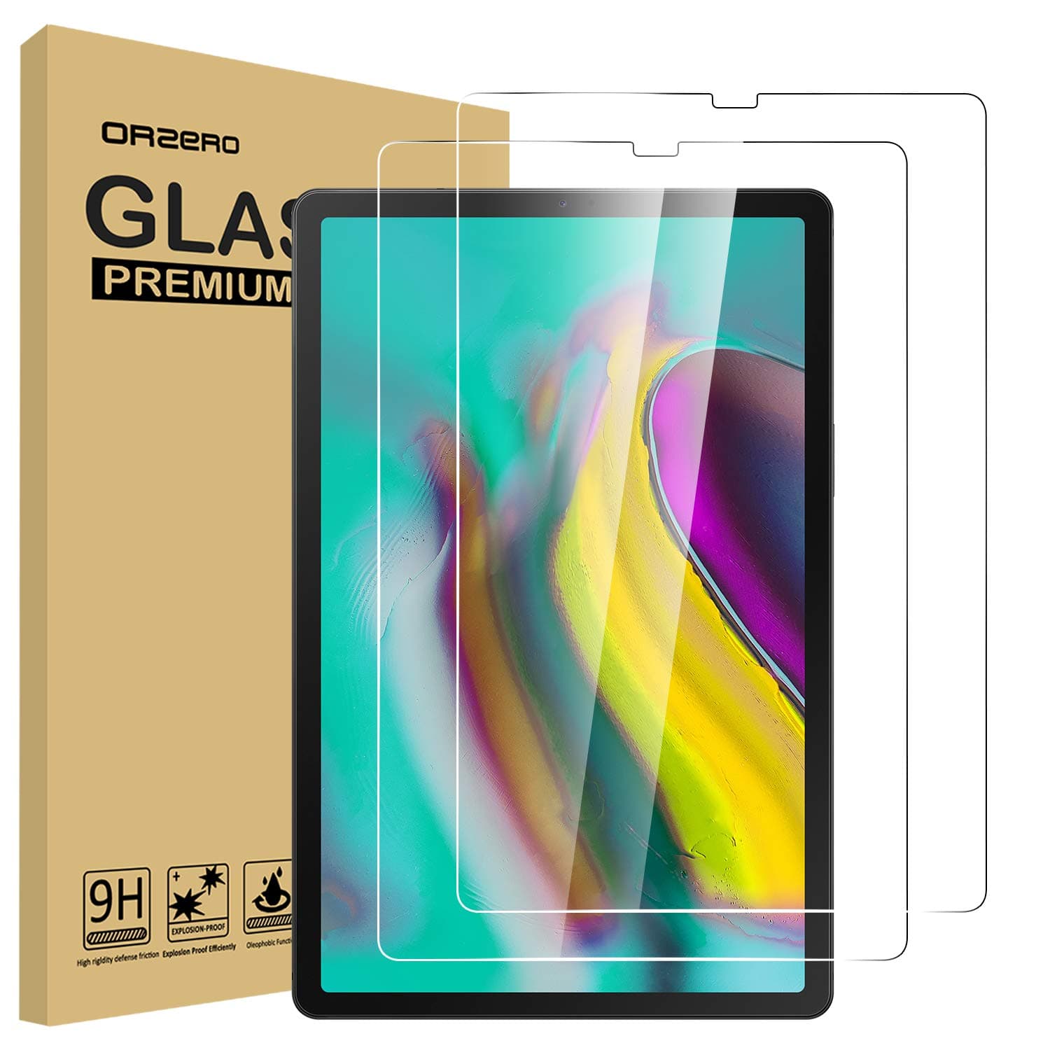 Orzero (2 Pack) Tempered Glass Screen Protector Compatible for Samsung Galaxy Tab S5e (T725, T720)/Tab S6 10.5 inch 2019, Anti-Scratch 9 Hardness High Definition Bubble-Free