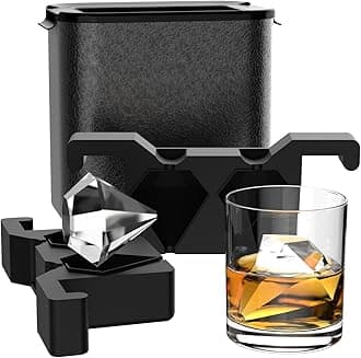 TINANA Large Diamond-Shaped Ice Cube Tray: Crystal Clear Ice Maker - 2.5” Diamond Ice Balls - Black