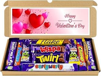 Valentines Day Gift | Letter box Chocolate Gift Selection Box | 10 Fullsize Dairy Milk Chocolate bars | Ideal Valentines Gifts For Him & Her (Pink Hearts)