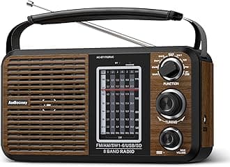 AM FM Portable Shortwave Radio with Bluetooth,Plug in Wall or Battery Powered,Rechargeable Radio with Strong Recepiton,Headphone Jack,SD/USB Slot,Good for Home Seniors Elderly