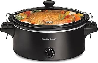 Stay or Go Portable Slow Cooker with Lid Lock, Dishwasher-Safe Crock, 6-Quart, Black 33261