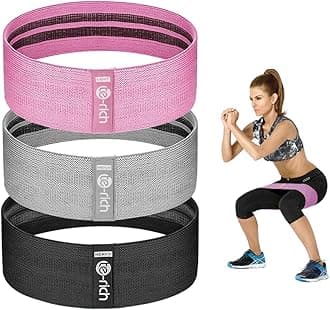 Te-Rich Resistance Bands for Legs and Butt, 3- Piece Fabric Exercise Band Set, Stretch Cloth Workout Loops [Wide Non-Slip] Fitness Gym Bands for Women Men Booty Squat Thigh Training
