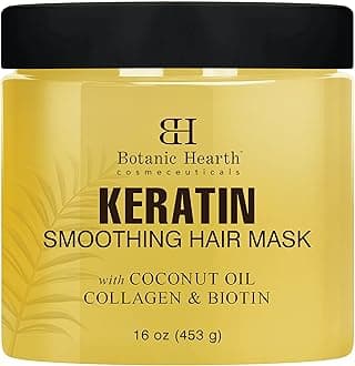 Botanic Hearth Keratin Hair Mask - with Biotin & Collagen for Dry Damaged & Colour Treated Hair - Repair, Restore, Smoothing, Conditioning & Strengthen All Hair Types - Men & Women - 473ml