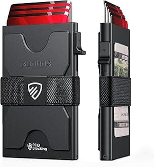 - RUNBOX Slim Card Holder Wallet for Men, Minimalist RFID Blocking Wallet with Pop-Up Function, Ultra-Thin Design, Metal Business Card Cases holds 6+6 Cards, Gifts for Men, Men's Accessories